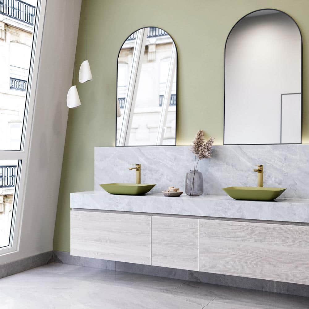 Citron Yellow Glass Rectangular Vessel Bathroom Sink