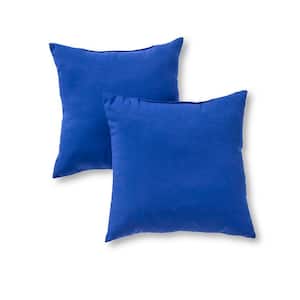 Solid Marine Blue Square Outdoor Throw Pillow (2-Pack)
