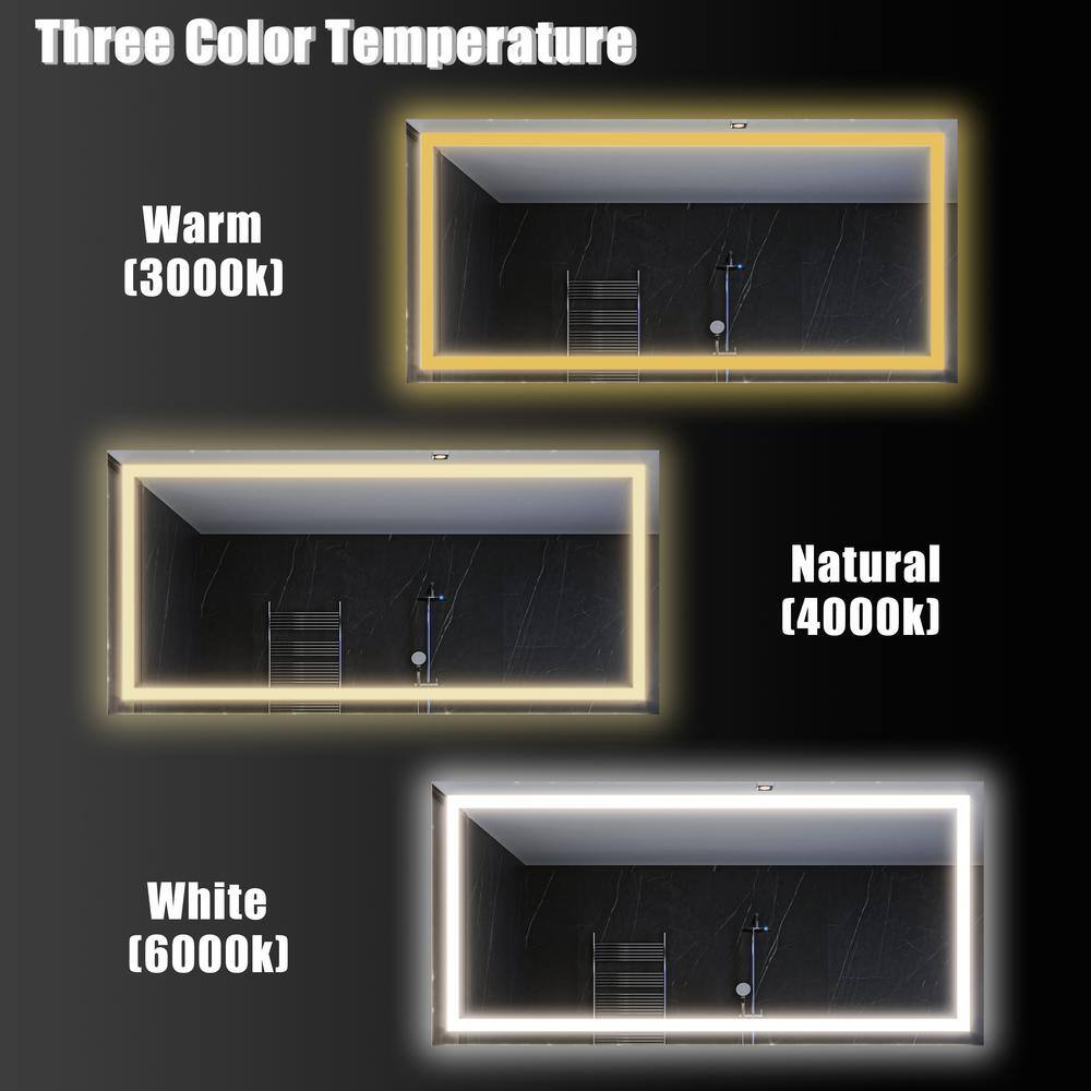Oversized Frameless LED Bathroom Vanity Mirror with Anti-Fog Feature
