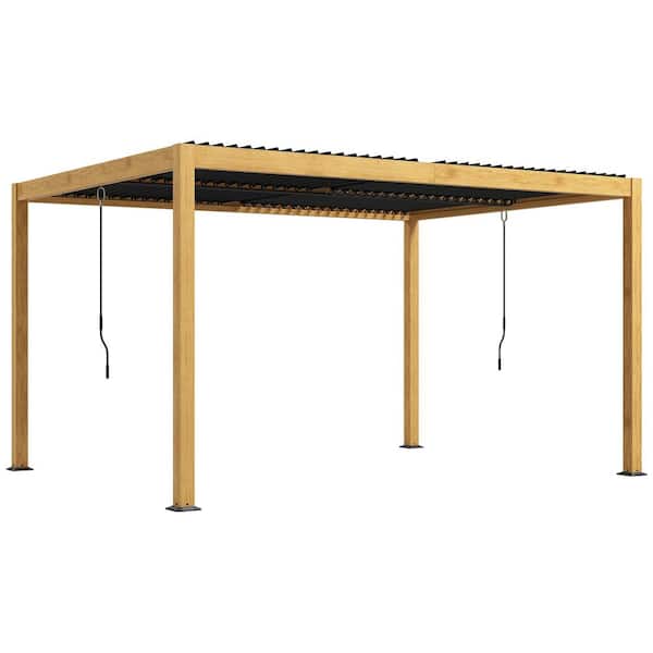 12.96 ft. L x 9.83 ft. W Black and Natural Outdoor Pergola