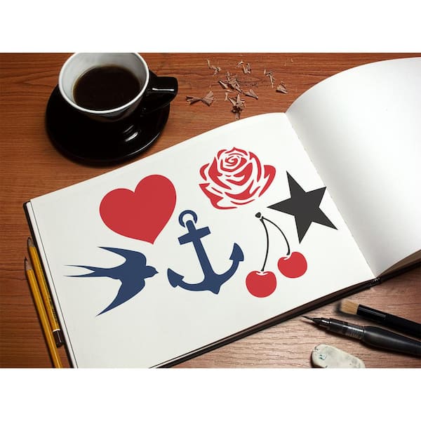 Tattoo Star Stencil Reusable Craft & DIY Stencils S1_6P_12_S5 small5.75x6  by Stencil1 
