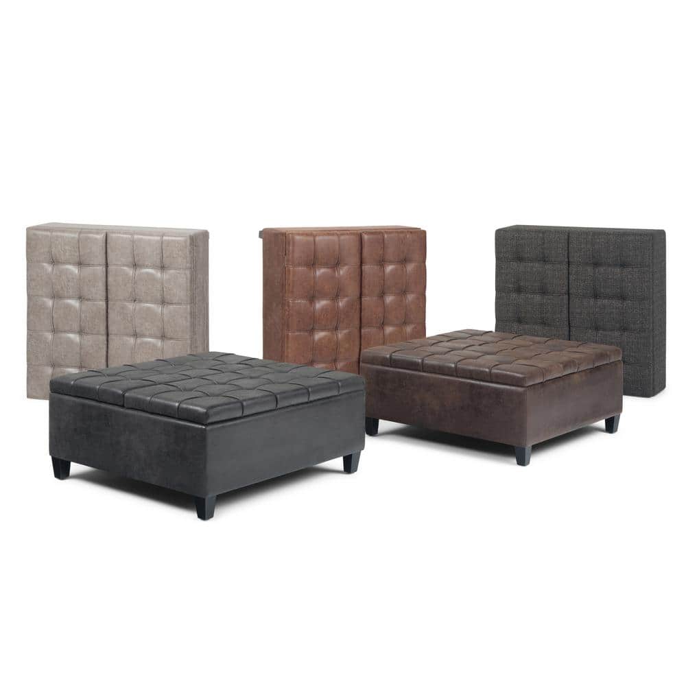 Harrison Dark Grey Tufted Cocktail Storage Ottoman