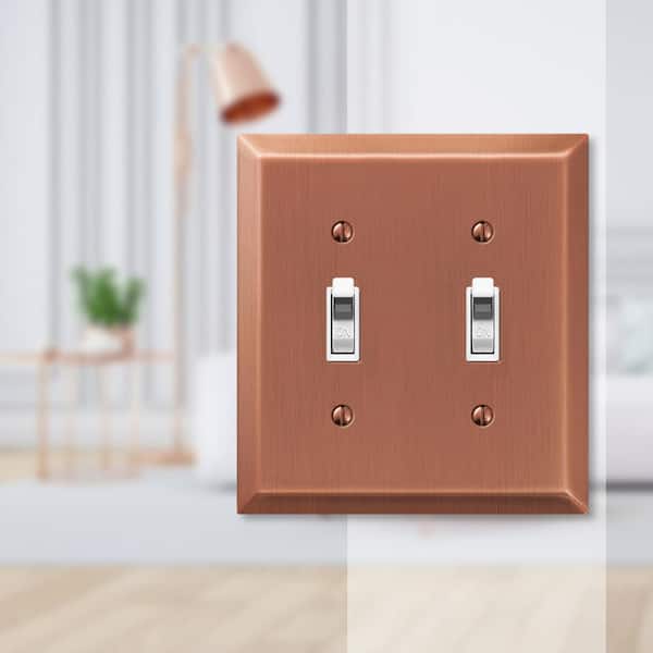 Metallic 2 Gang Toggle Steel Wall Plate - Antique Copper