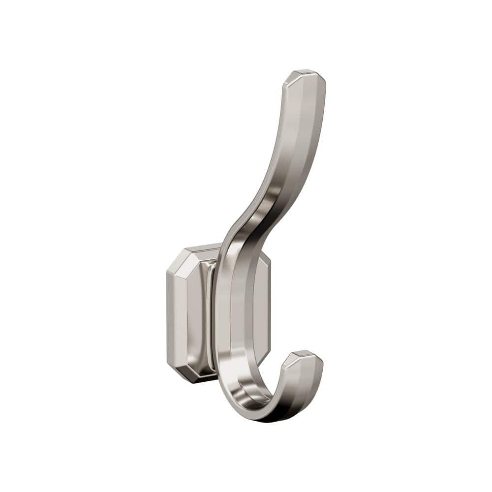 Polished Nickel Double Prong Decorative Wall Hook