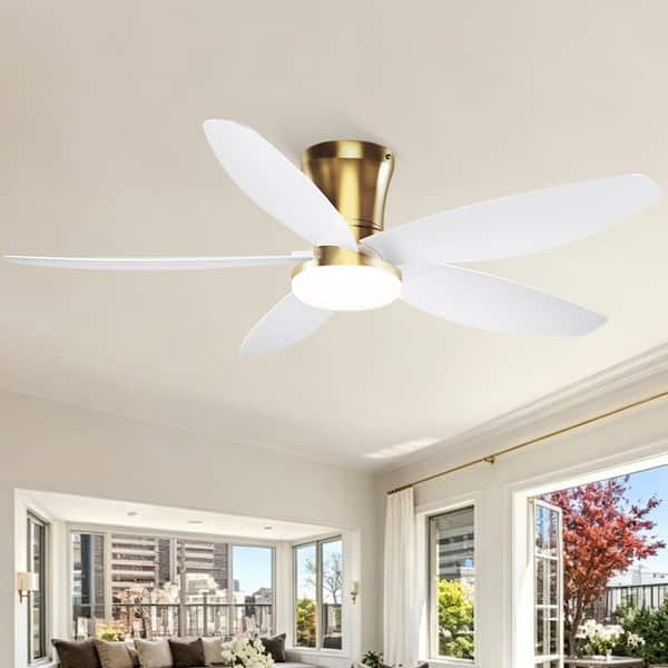 36 in Modern Gold Remote Control Flush Mount Standard Ceiling Fan with 3-Color Dimmable LED Light