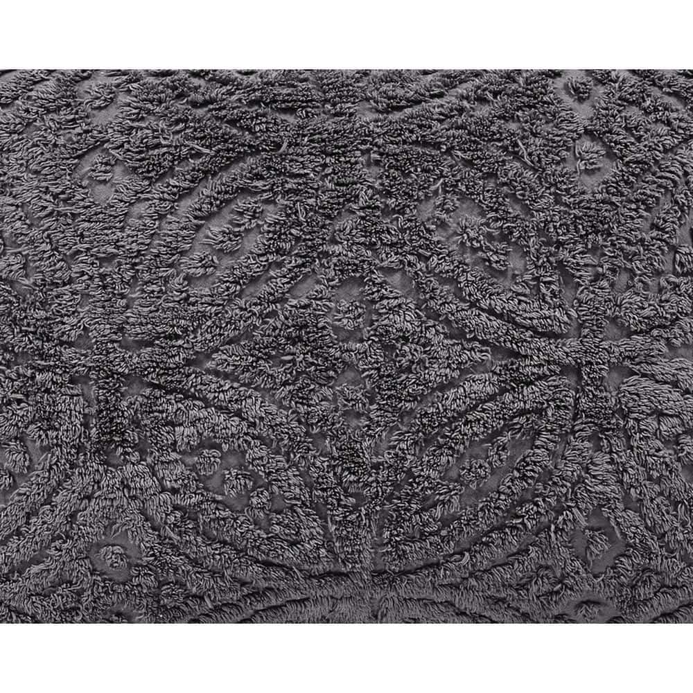 Gray Full Cotton Chenille Tufted Bedspread Set with Shams