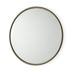 Piper 36 in. W x 36 in. H Gold Metal Round Wall Mirror