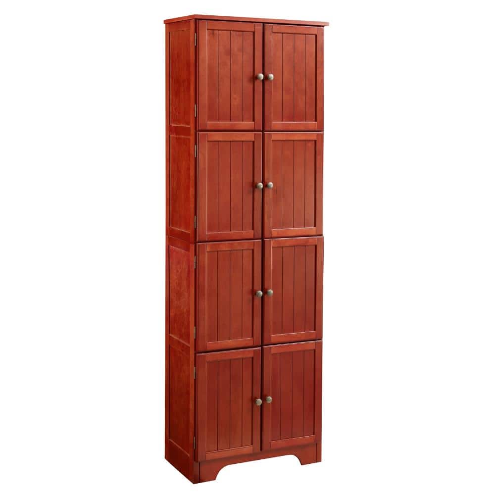 Cherry 72.4 in. Tall Accent Cabinet Office Storage Cabinet with 4 Shelves and 8 Doors durable construction