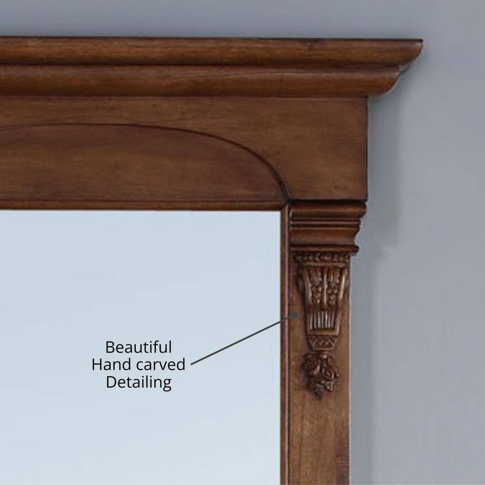 Warm Cherry Rectangular Wood Framed Bathroom Vanity Mirror