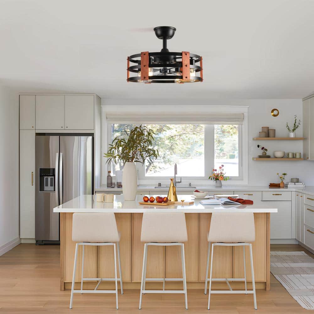 19 in. Ceiling Fan with Light, Modern Ceiling Fan with 4 Bulb,3 Blades,Reversible Motor, Black price history on PriceWatchPro