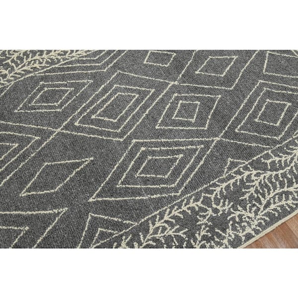 Berlin 8 x 10 Dark Gray Geometric Pattern Area Rug for High Traffic Living Room Dining Room Bedroom
