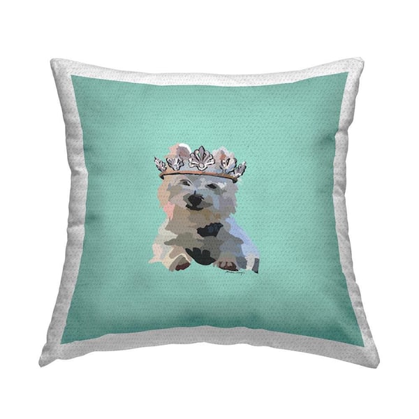 Stupell Industries Terrier Puppy with Crown Outdoor Printed Throw Pillow by Amelia Noyes