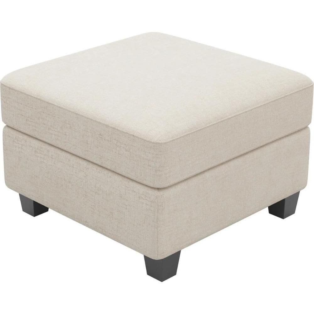Chenille Square Storage Ottoman Large Ottoman