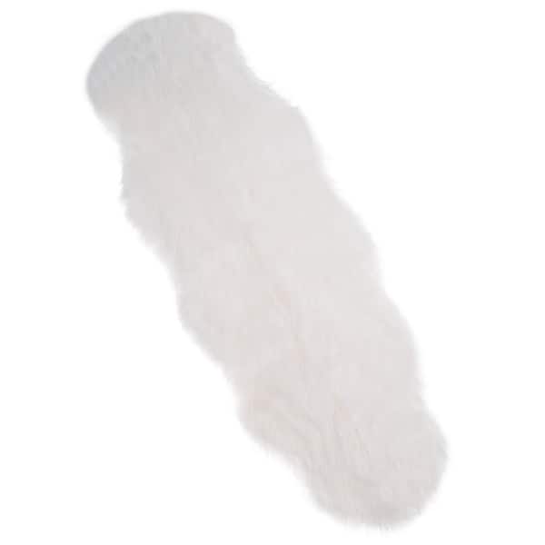Unbranded White 2 ft. W x 5 ft. L Faux Sheepskin Fur Area Rug