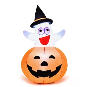 5 ft. Halloween Blow-up Inflatable Ghost in Pumpkin w/LED Bulb Yard Decoration