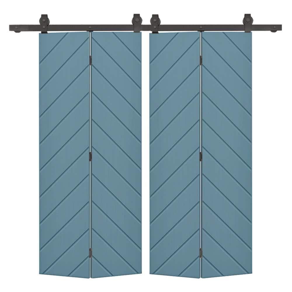 48 in. x 84 in. Dignity Blue Painted Composite Bi-Fold Hollow Core Double Barn Door with Sliding Hardware Kit price history on PriceWatchPro