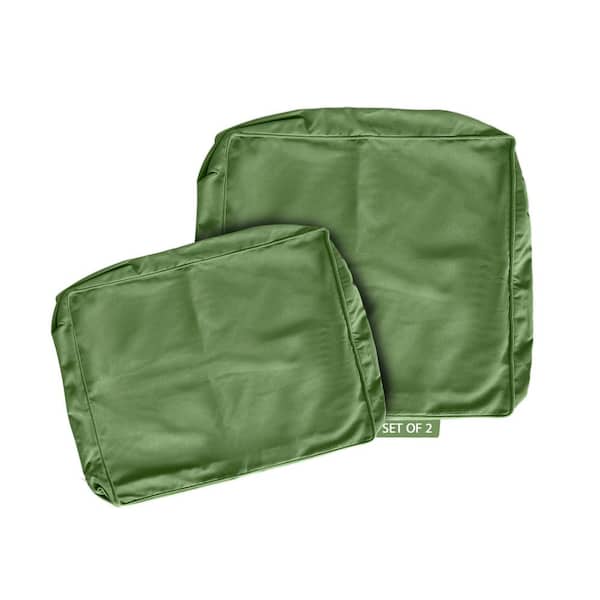BLISSWALK 24 in. x 24 in. 18 In.X 24 in. Outdoor Slipcover Set Seat Back For Deep Seat Lounge Chair Cushions in Invisible Green