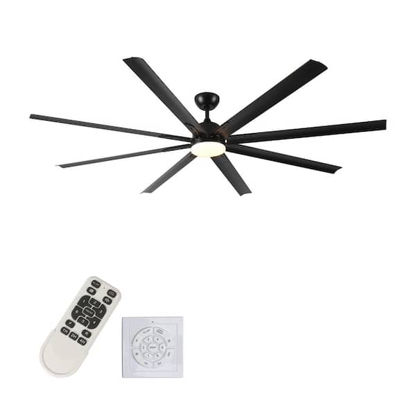 84 in. Indoor Super Large Black 3-Colors LED 6-Speeds Ceiling Fan with Light Kit and Remote Control