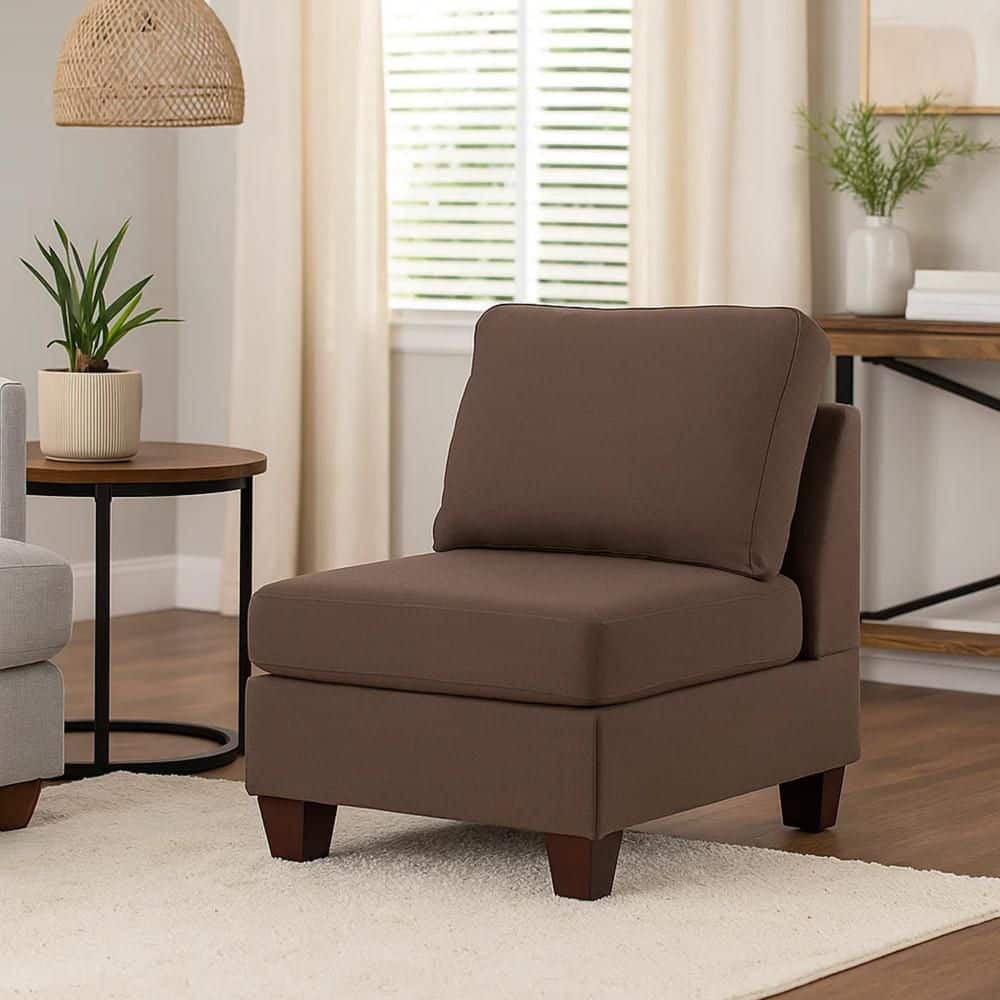 Benjara Remy 32 in. Armless Fabric Square Sofa in. Brown BM314388