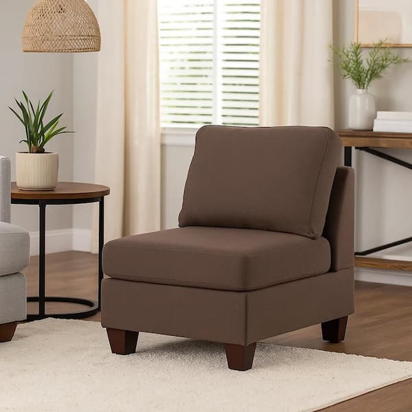 Benjara Remy 32 in. Armless Fabric Square Sofa in. Brown