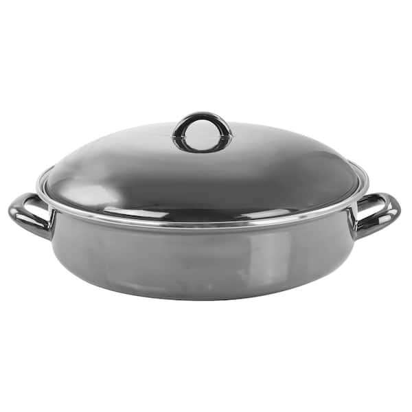 5 qt. Gray Enamel on Steel Braiser Pan with Lid