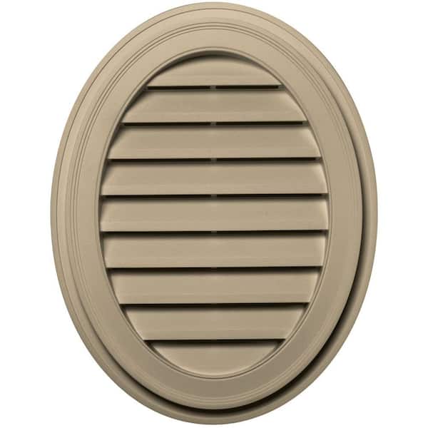 Builders Edge 21 in. x 27 in. Oval Brown/Tan Plastic Weather Resistant Gable Louver Vent
