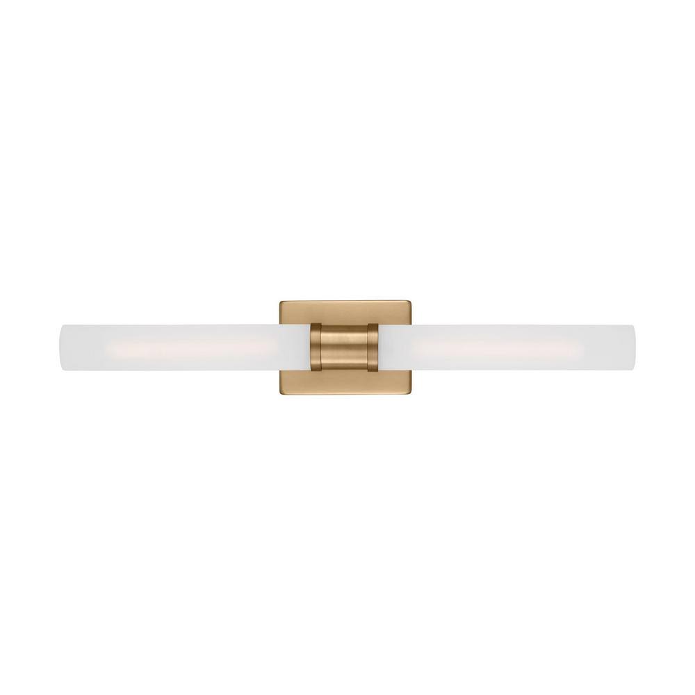 Satin Brass 2-Light Dimmable Vanity Light with Frosted Glass