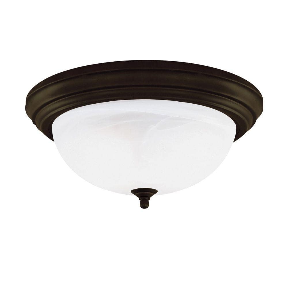 Oil Rubbed Bronze and Frosted Glass Flush Mount Light