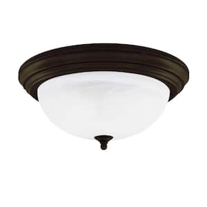 3-Light Ceiling Fixture Oil Rubbed Bronze Interior Flush-Mount with Frosted White Alabaster Glass