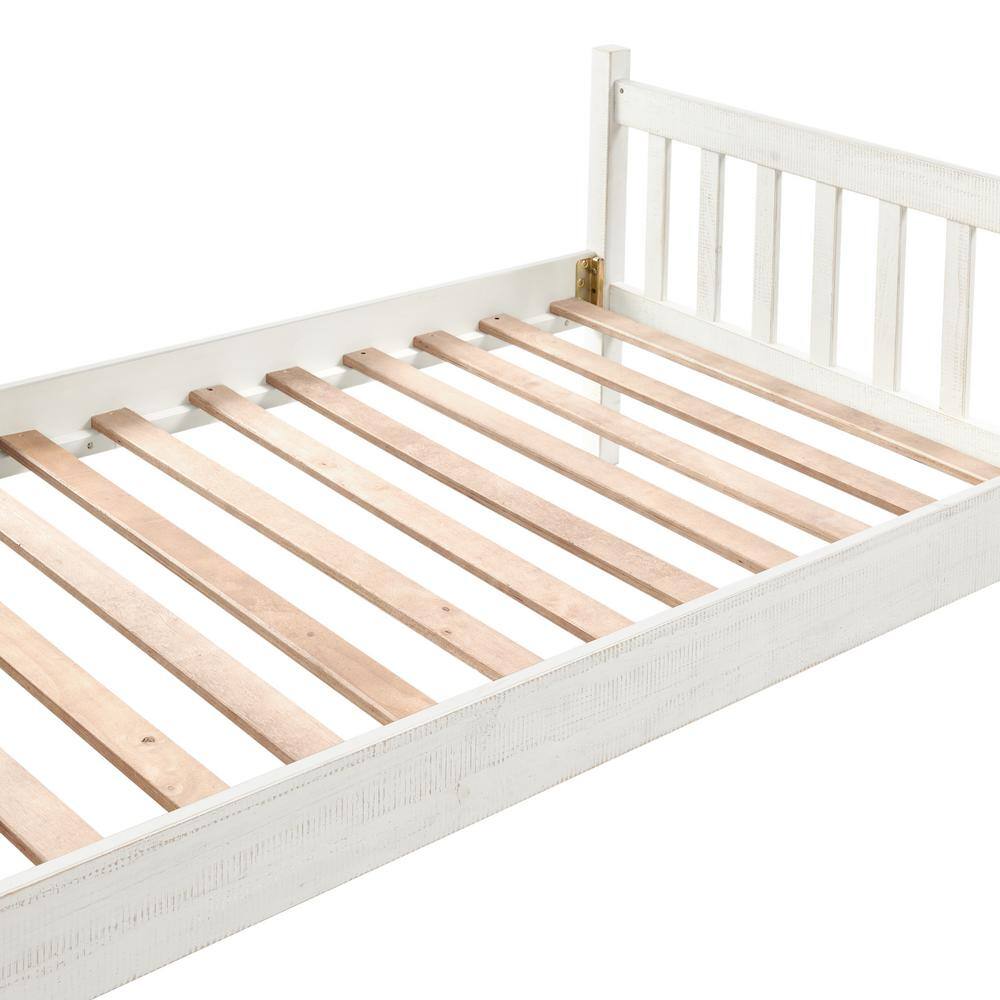 Windsor Twin Driftwood White Pine Wood Bed with Headboard