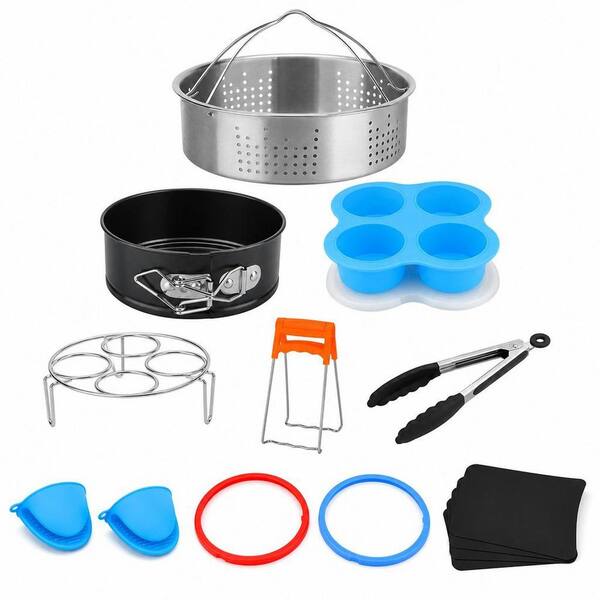 9-Piece Stainless Steel Accessories Set with Sealing Ring, Steamer Basket, Springform Pan, Egg Rack, Trivet