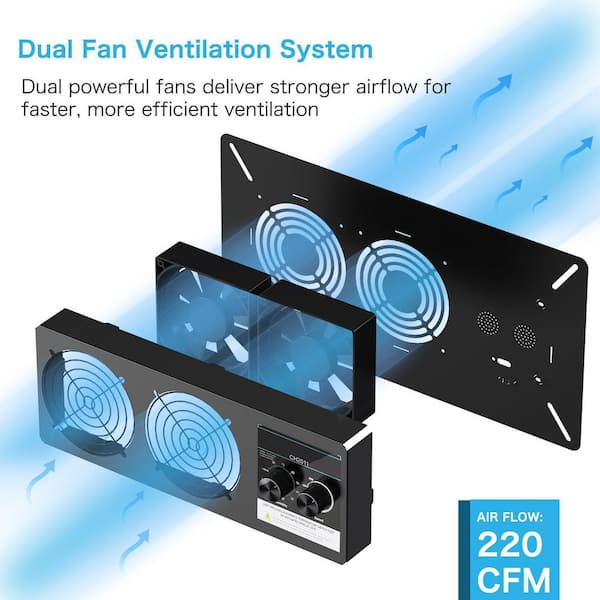 Windsor 220CFM Black Crawl Space Ventilator Fan with Temperature Humidity for Attic, Garage, Basement