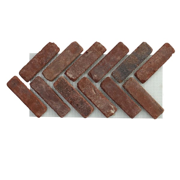 Old Mill Brick 28 in. x 12.5 in. x 0.5 in. Brickwebb Columbia Street Thin Brick Sheets - Herringbone (Box of 5 Sheets)
