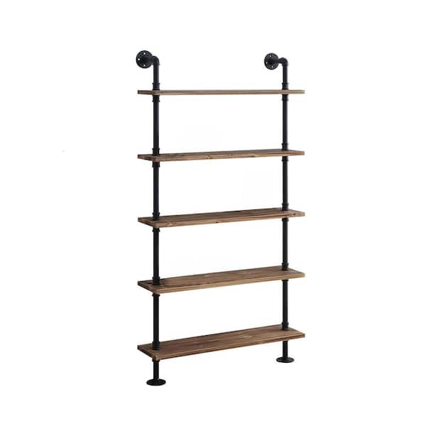 4D Concepts Turner 59 in. Brown Wood and Metal 5-Shelf Piping