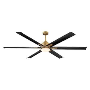 72 in. Integrated LED Indoor Natural Brass Ceiling Fan with Light and Remote Control Included