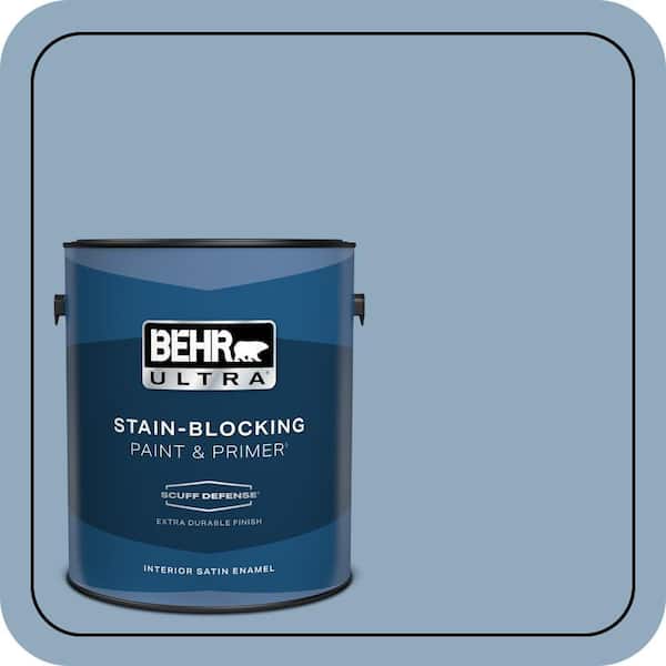 BEHR ULTRA 1 gal. #BIC-10 Cotton Denim Extra Durable Satin Enamel Interior Paint & Primer