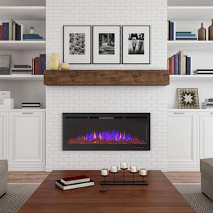 5110 BTU 50 in. Front Vented Fireplace Electric Furnace Wall Mount or Recessed-3 Color LED Flame, 5 Brightness Levels