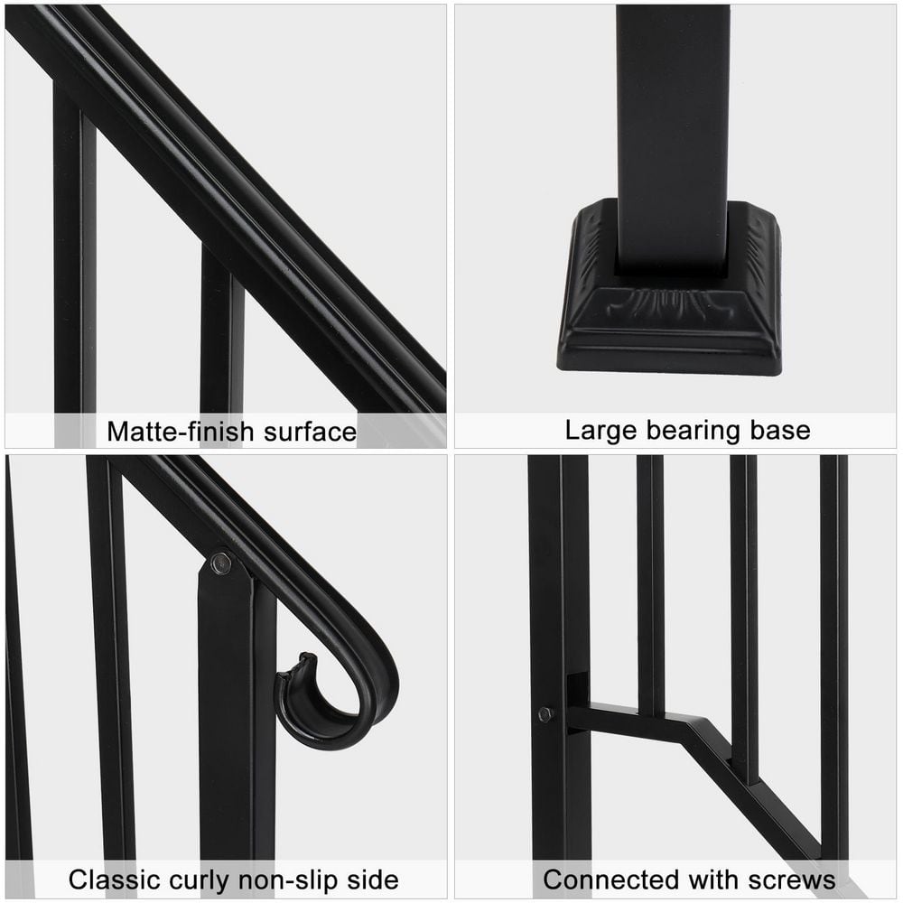 Matte Black Stainless Steel 3-Step Handrail for Stairs