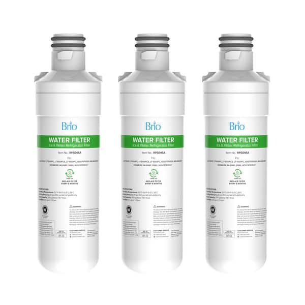 Brio 6046A Refrigerator Water Filter Replacement 3-Pack for LGLT1000P, LT1000PC, LT1000PCS, LT-1000PC