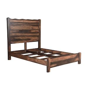 Josephine Brown Wood Frame Queen Panel Bed with Solid Wood Live Edge