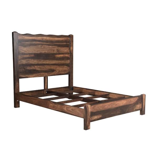 HomeRoots Josephine Brown Wood Frame Queen Panel Bed with Solid Wood Live Edge