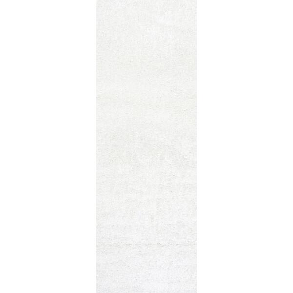 nuLOOM Shag White 3 ft. x 12 ft. Runner Rug