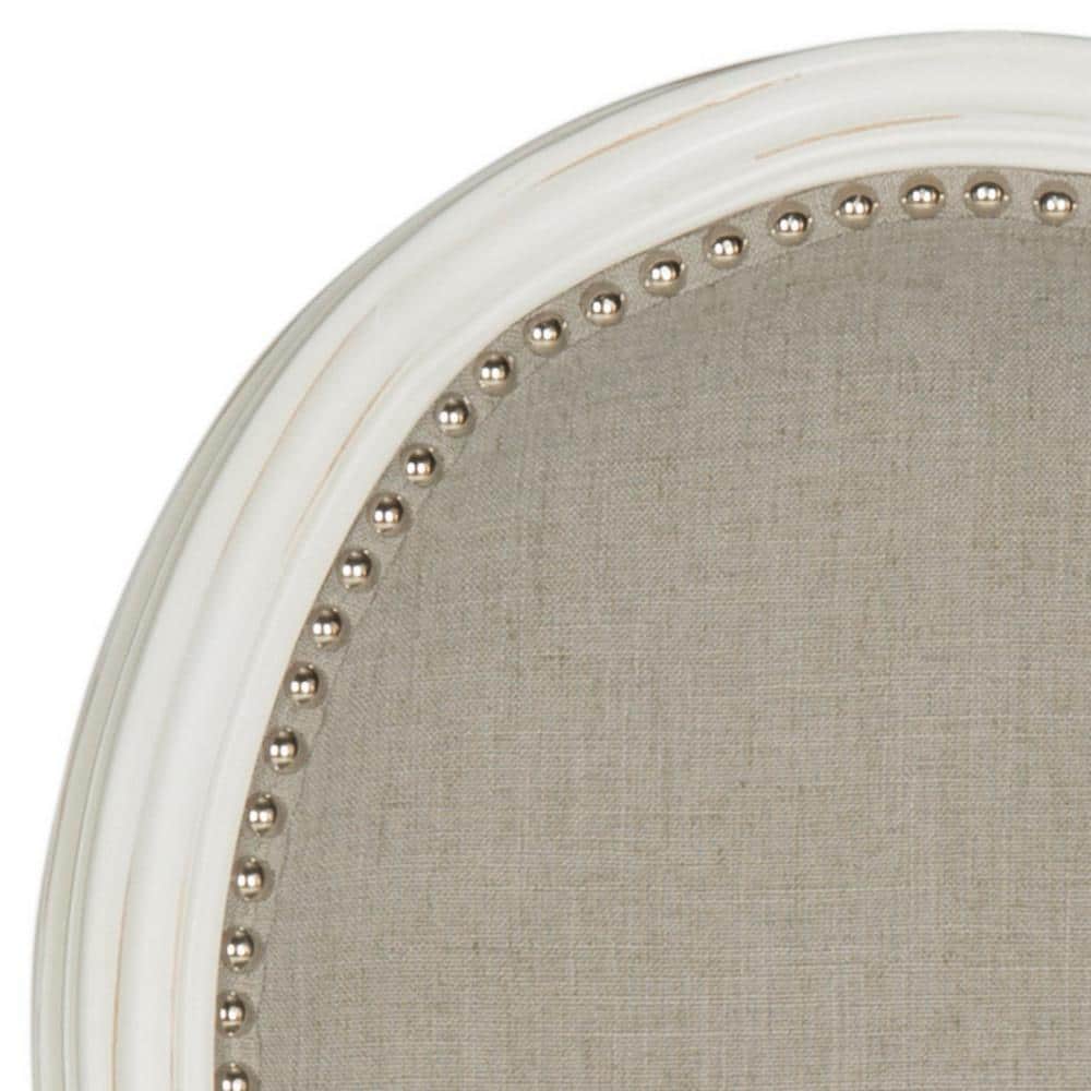 Provencal Elegance High-Back Linen Side Chair in Gray & White