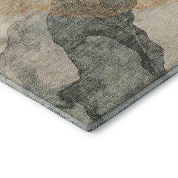 Mayfield Premium Machine Washable Abstract AMF2109 Orange 5 ft. x 7 ft. 6 in. Area Rug