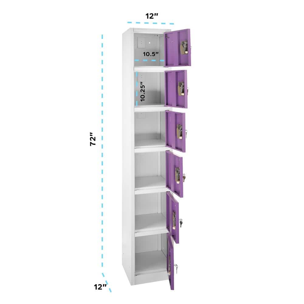 Purple Steel Freestanding Office Locker with Adjustable Shelving