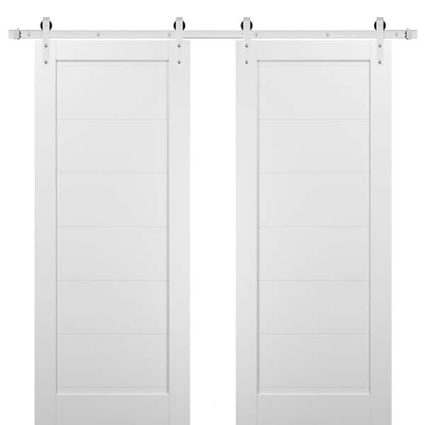 Sartodoors 30 in. x 80 in. 2 Panel White Solid MDF Sliding Barn Door with Hardware Kit