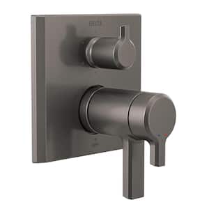 Pivotal 2-Handle Wall-Mount Valve Trim Kit with 6-Setting Int. Diverter in Lumicoat Black Stainless (Valve Not Included)