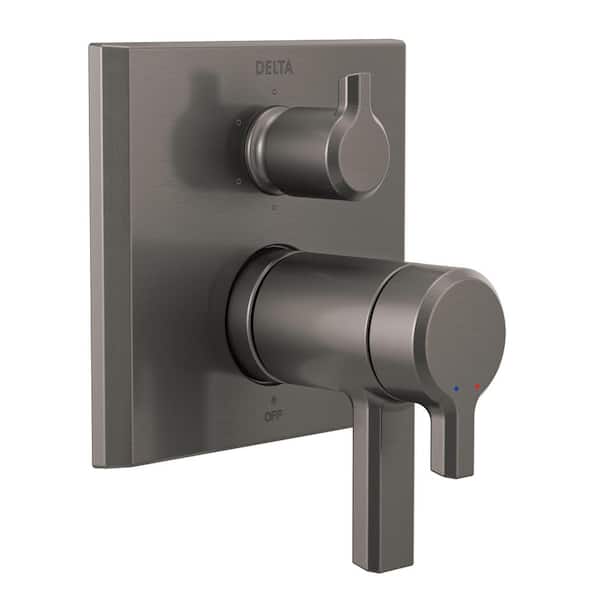 Delta Pivotal 2-Handle Wall-Mount Valve Trim Kit with 6-Setting Int. Diverter in Lumicoat Black Stainless (Valve Not Included)