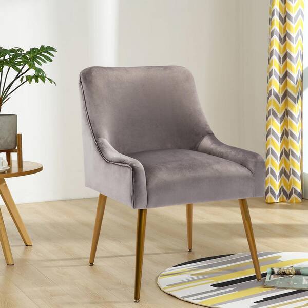 gray accent chair with gold legs