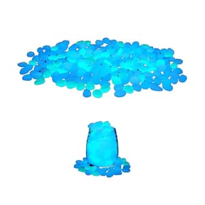 200-Piece Glow in The Dark Garden Pebbles Rock Decorative Luminous Stones in Blue for Yard and Walkways